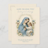 Katholieke Maria en Jezus Bloemen Schrift Briefkaart (Voorkant / Achterkant)