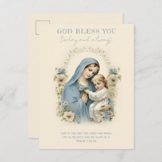 Katholieke Maria en Jezus Bloemen Schrift Briefkaart (Voorkant / Achterkant)