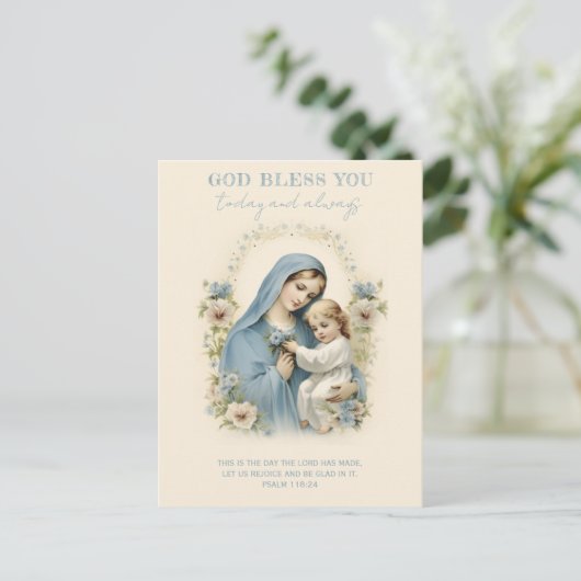 Katholieke Maria en Jezus Bloemen Schrift Briefkaart (Staand voorkant)