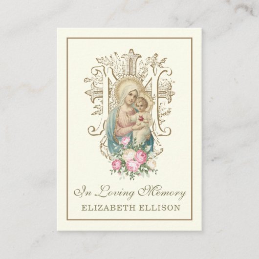 Katholieke Maria Jezus Bloemen Begrafenis Kaarten Plaatskaartje (Voorkant)