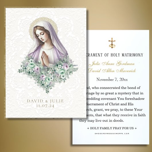 Katholieke Maria lavendel Bloemen Trouwgebed Kaart