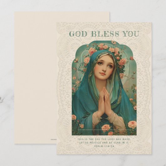 Katholieke Maria Religieuze Bloemen Vintage (Voorkant / Achterkant)