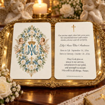 Katholieke Mariamonogram Engel Babyherdenkingsgebe