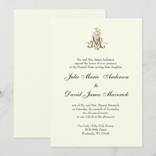 Katholieke Marian Cross Religieuze Bruiloft Kaart (Voorkant / Achterkant)