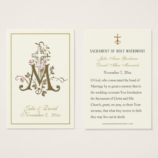 Katholieke Marian Cross Wedding Favor Kaart (Voorkant /achterkant)