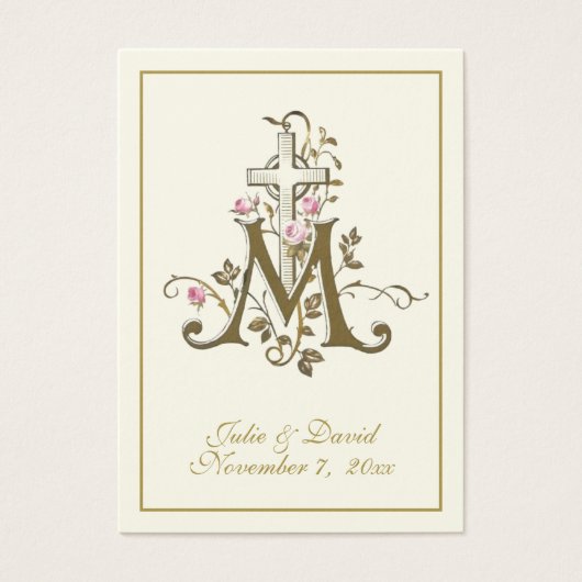 Katholieke Marian Cross Wedding Favor Kaart (Voorkant)