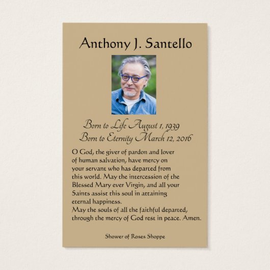 Katholieke Mary Funeral Memorial Prayer Heilige Ka Visitekaartje (Achterkant)