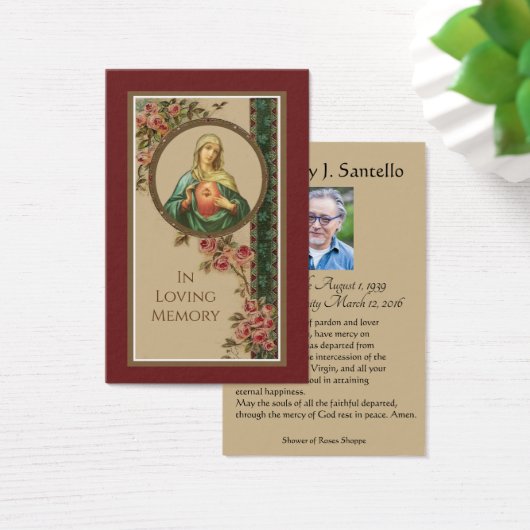 Katholieke Mary Funeral Memorial Prayer Heilige Ka Visitekaartje (Bureau)