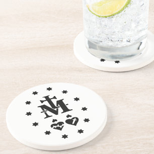 Katholieke Mary Miraculous Medal Religieuze Zandsteen Onderzetter