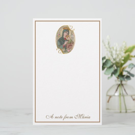 Katholieke Mary Perpetual Help Jesus Elegant Briefpapier (Staand voorkant)