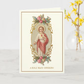 Katholieke Mass die heilig hart aanbiedt Jezus Kaart (Gele Bloem)