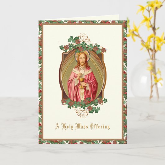 Katholieke Massa Biedt Jezus aan die Eucharist vas Kaart (Gele Bloem)