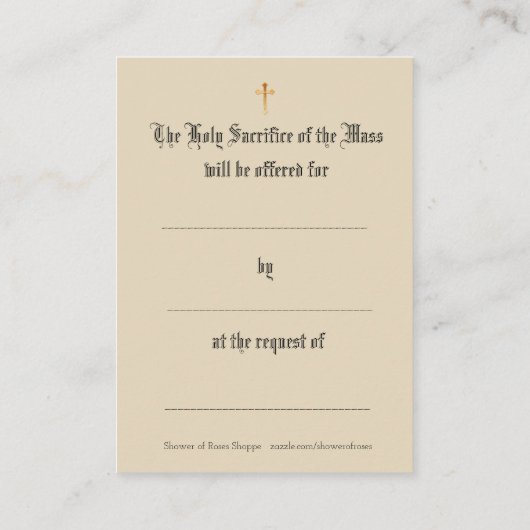 Katholieke Massa die Prayer Heilige Kaarten aanbie Visitekaartje (Achterkant)