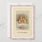 Katholieke  Meisje Baptism Christening Angels Kaart (Voorkant)