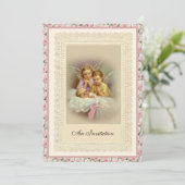 Katholieke  Meisje Baptism Christening Angels Kaart (Staand voorkant)