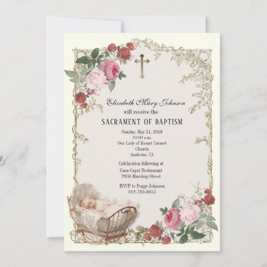 Katholieke  Meisje Baptism Christening Angels Kaart (Voorkant)