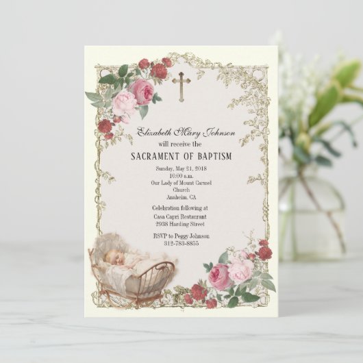 Katholieke  Meisje Baptism Christening Angels Kaart (Staand voorkant)