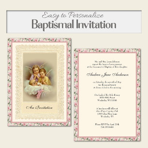Katholieke  Meisje Baptism Christening Angels Kaart