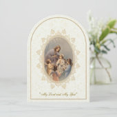 Katholieke meisjes uitnodiging voor de Heilige Com (Staand voorkant)