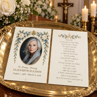 Katholieke Memorare Bloem Foto Funeral Gebedenkaar Visitekaartje