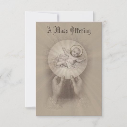 Katholieke Mis Aanbod Gedachtenis met Baby Jezus Kaart (Voorkant)