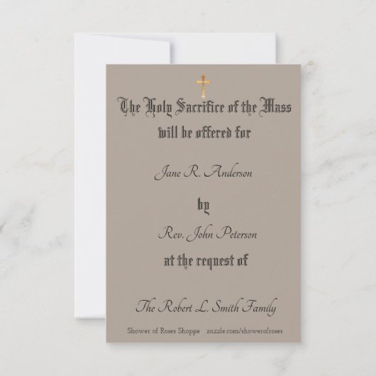 Katholieke Mis Aanbod Gedachtenis met Baby Jezus Kaart (Achterkant)