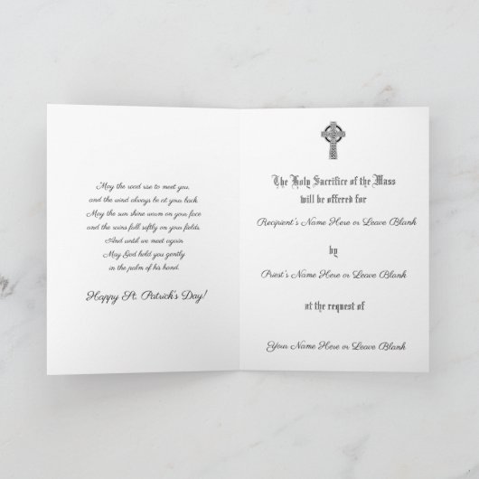 Katholieke Mis Aanbod St. Patrick's Day Shamrocks Kaart (Binnen)