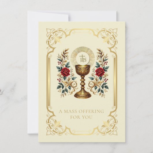 Katholieke mis die kelk bloemen aanbiedt (Voorkant)