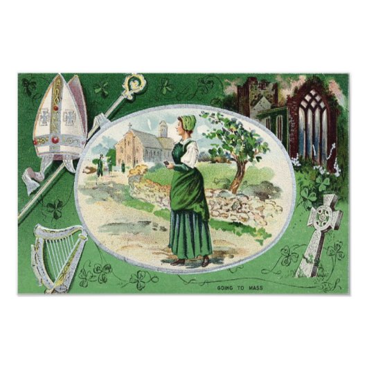 Katholieke Mis Ierse Vrouw Kerk Harp Foto Afdruk (Voorkant)