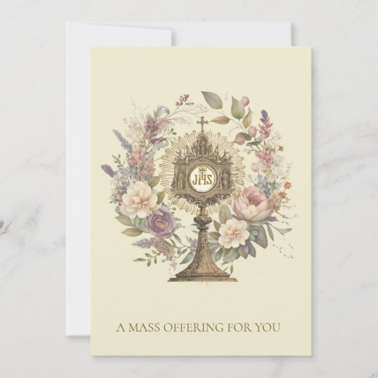 Katholieke mis met Monstrance Floral Notitiekaartje (Voorkant)
