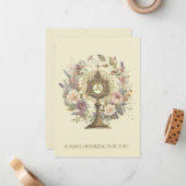 Katholieke mis met Monstrance Floral Notitiekaartje (Voorkant / Achterkant in situ)