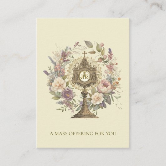 Katholieke mis met Monstrance Floral Plaatskaartje (Voorkant)