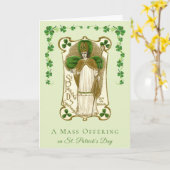 Katholieke Mis Offer St. Patrick's Day Shamrocks Kaart (Gele Bloem)