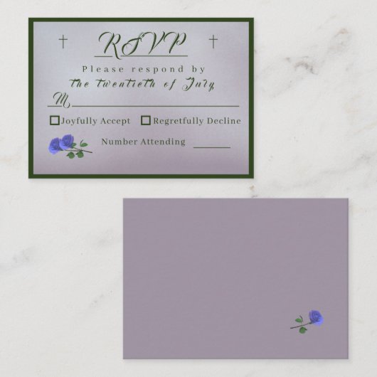 Katholieke Misty Mauve en Green Response Card Informatiekaartje (Voorkant / Achterkant)
