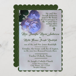 Katholieke Misty Mauve en Green Wedding Invitation Kaart