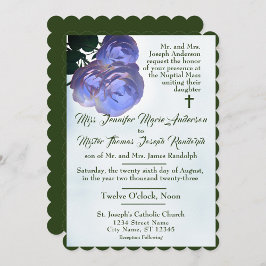 Katholieke Misty Mauve en Green Wedding Invitation Kaart