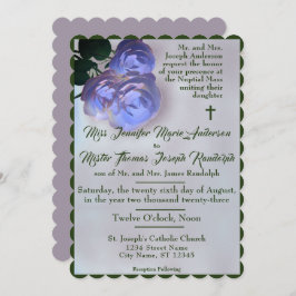 Katholieke Misty Mauve en Green Wedding Invitation Kaart