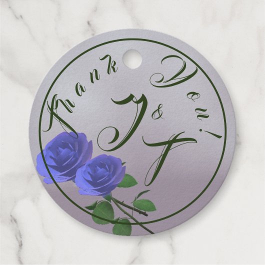 Katholieke Misty Mauve & Groene Monogram Bedankjes Labels (Achterkant)