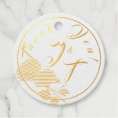 Katholieke Misty Mauve & Groene Monogram Bedankjes Labels (Voorkant)