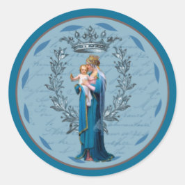 Katholieke Moeder Hulp van Christenen Jezus Religi Ronde Sticker