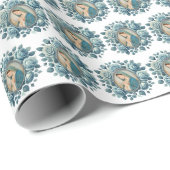 Katholieke Moeder Maria Blauwe Rozen Cadeaupapier (Rol Hoek)