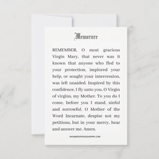 Katholieke Moeder Maria Bloemherinnering Gebed (Achterkant)