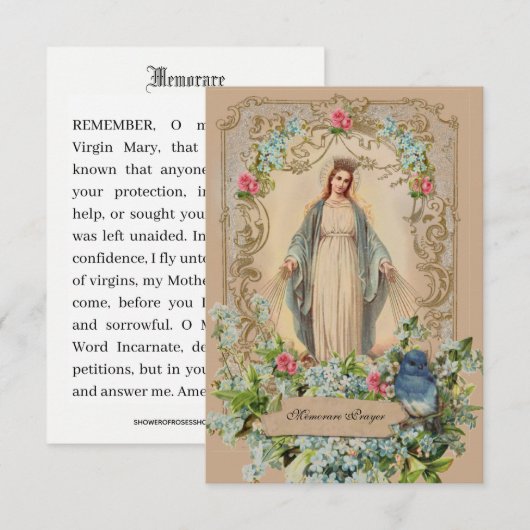 Katholieke Moeder Maria Bloemherinnering Gebed Kaart (Voorkant / Achterkant)