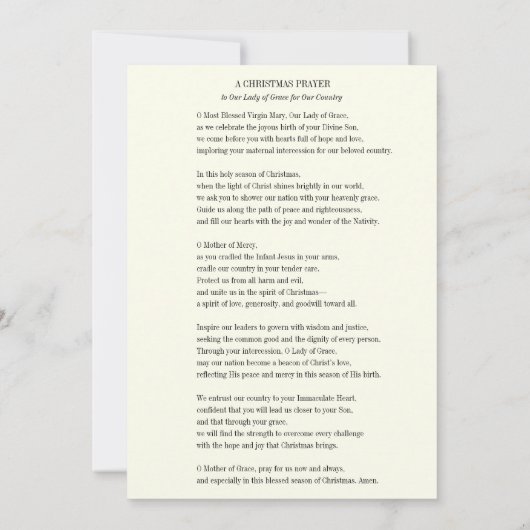 Katholieke Moeder Maria Gebed Poinsettias Feestdagenkaart (Achterkant)