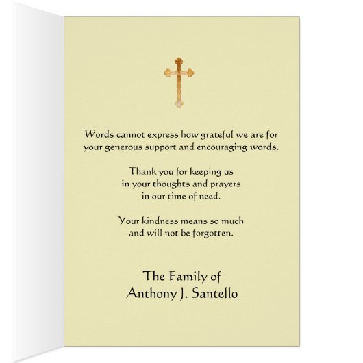 Katholieke Moeder Mary condoleances Dank u (Binnen (Rechts))