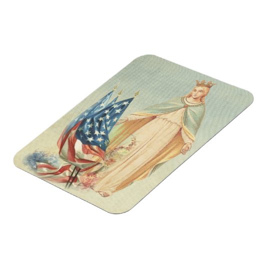 Katholieke Moeder Mary USA Vlag Religieus Magneet (Linkerzijde)