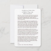 Katholieke moeders gebed na de Heilige Communie Bedankkaart (Achterkant)