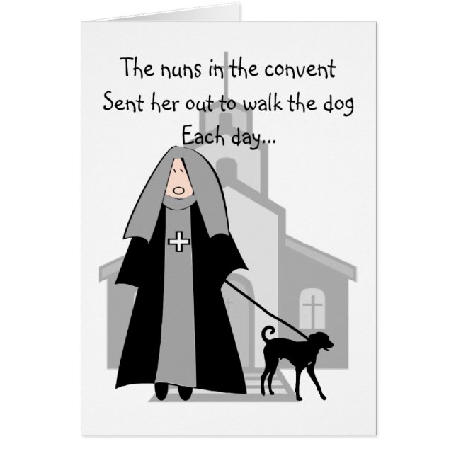 Katholieke non Funny Cards "Walking the Dog" (Voorkant)