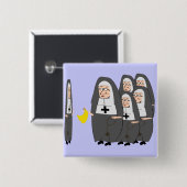 Katholieke non-Humor "Fat Sisters" Vierkante Button 5,1 Cm (Voorkant /achterkant)