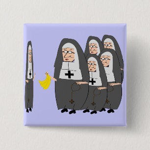 Katholieke non-Humor "Fat Sisters" Vierkante Button 5,1 Cm